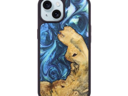 iPhone 15 Wood Phone Case - Dayanara (Blue, 724726) Supply