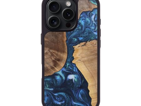 iPhone 16 Pro Wood Phone Case - Antoine (Blue, 724734) For Discount