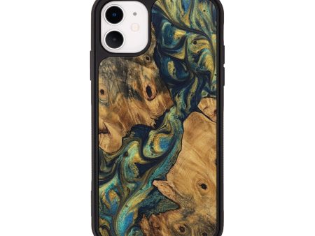 iPhone 11 Wood Phone Case - Lorraine (Teal & Gold, 724967) For Discount