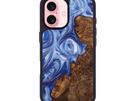 iPhone 16 Wood+Resin Phone Case - Brenda (Blue, 722860) Fashion