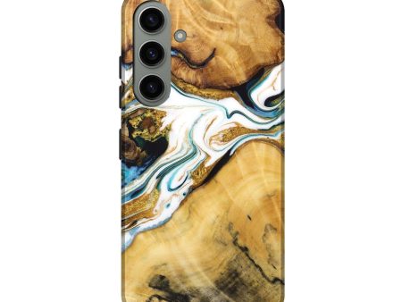 Galaxy S24 Wood Live Edge Phone Case - Darrell (Teal & Gold, 724263) Supply