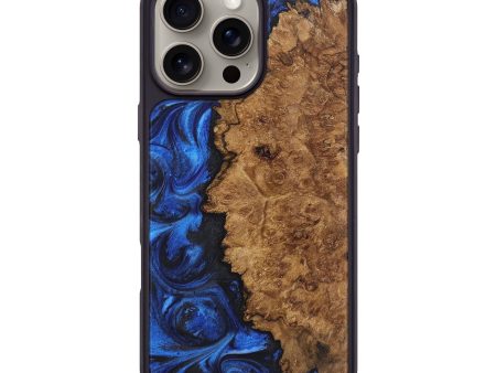 iPhone 16 Pro Max Wood+Resin Phone Case - Samuel (Blue, 721279) For Cheap