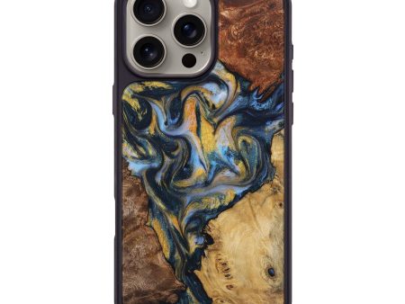 iPhone 16 Pro Max Wood+Resin Phone Case - Nicolette (Teal & Gold, 723213) Online Hot Sale