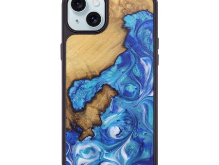 iPhone 15 Plus Wood Phone Case - Aaron (Blue, 725136) Sale