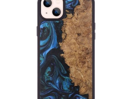 iPhone 14 Plus Wood+Resin Phone Case - Lois (Blue, 722496) For Cheap