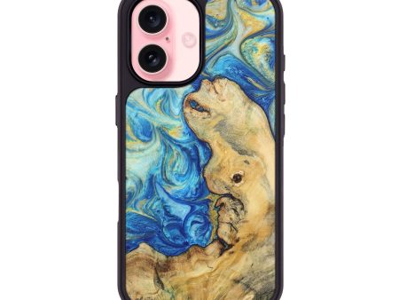 iPhone 16 Wood Phone Case - Alyssa (Teal & Gold, 724785) For Discount