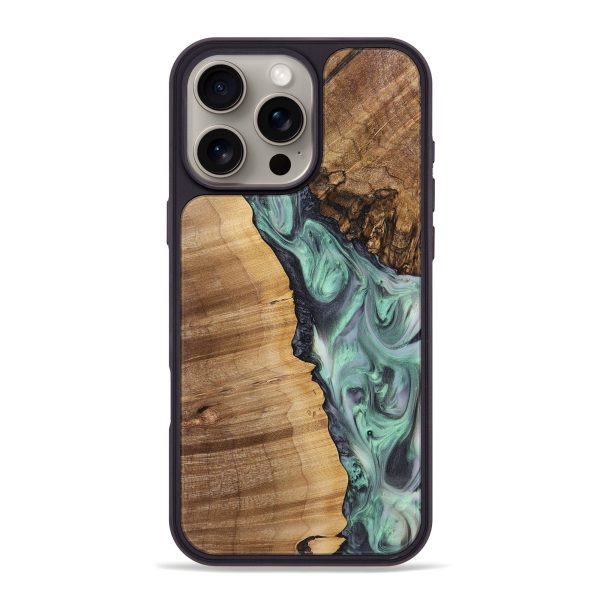 iPhone 16 Pro Max Wood+Resin Phone Case - Shirley (Green, 721253) Fashion