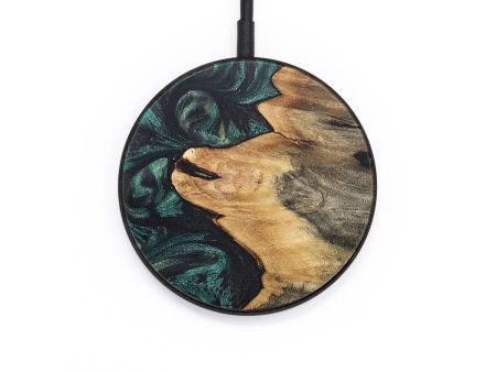 Circle Wood+Resin Wireless Charger - Ericka (Green, 722935) on Sale