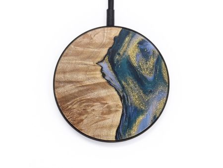 Circle Wood+Resin Wireless Charger - Gabriel (Teal & Gold, 722976) Discount