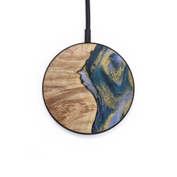 Circle Wood+Resin Wireless Charger - Gabriel (Teal & Gold, 722976) Discount