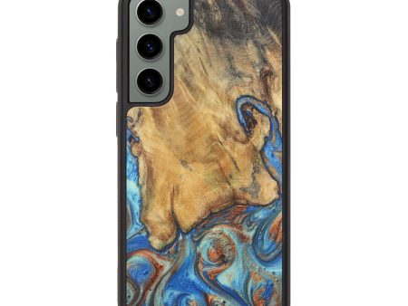 Galaxy S23 Plus Wood Phone Case - Trisha (Teal & Gold, 725247) For Sale