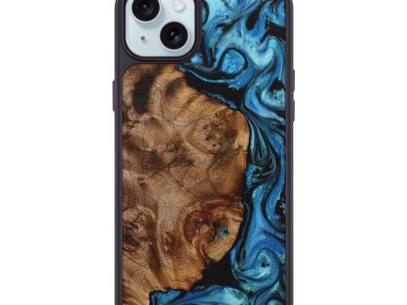 iPhone 15 Plus Wood+Resin Phone Case - Beatrice (Blue, 721635) Online Sale