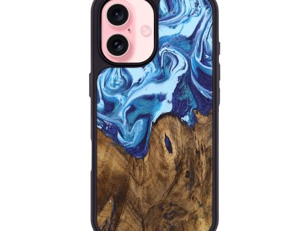 iPhone 16 Wood+Resin Phone Case - Heath (Blue, 721649) Sale